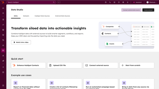 HubSpot Data Hub data studio