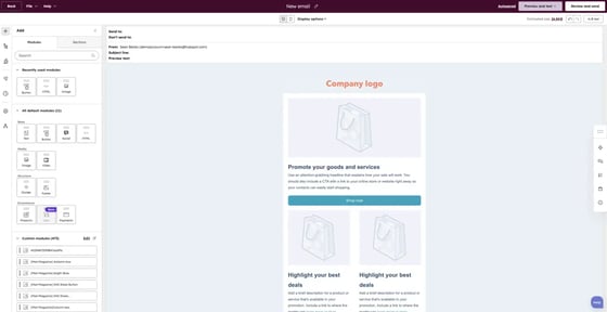 HubSpot Marketing Hub kreator email
