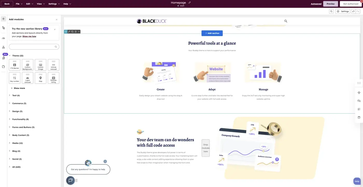 HubSpot Content Hub website builder